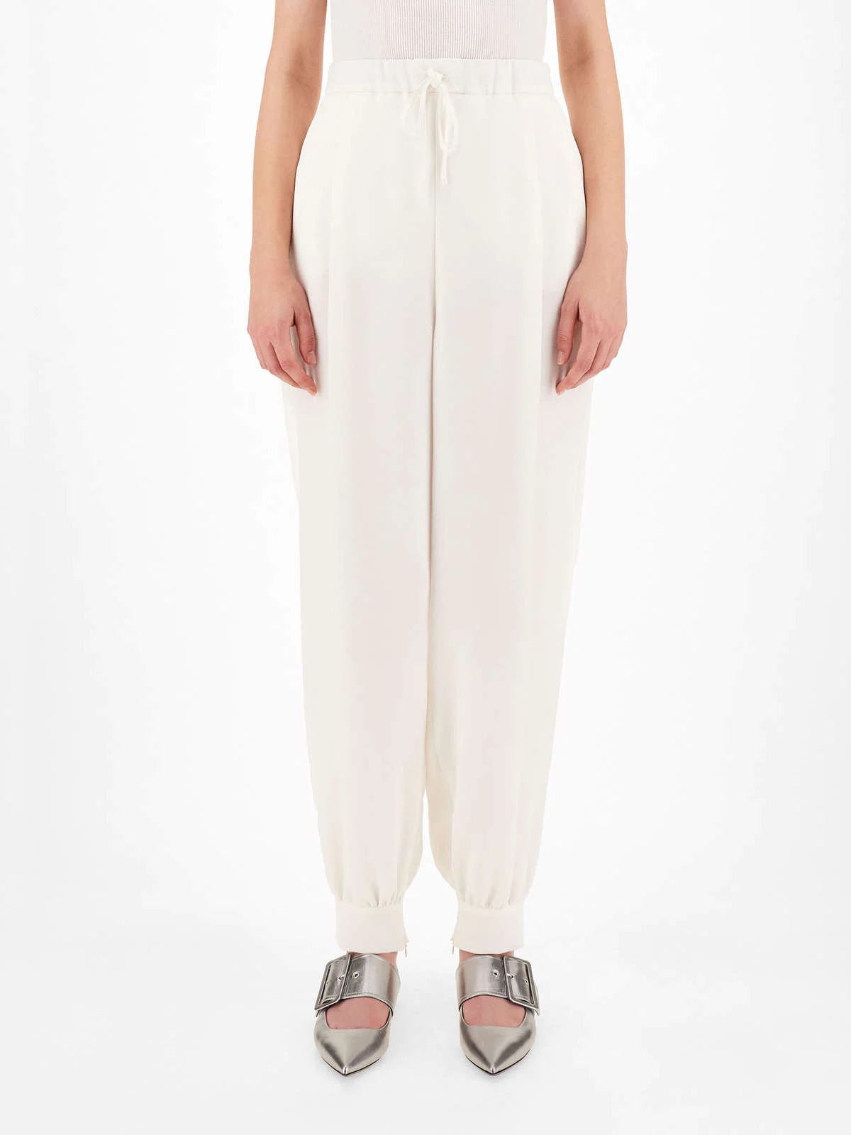 Max Mara Elastic Band Design Casual Pants In White