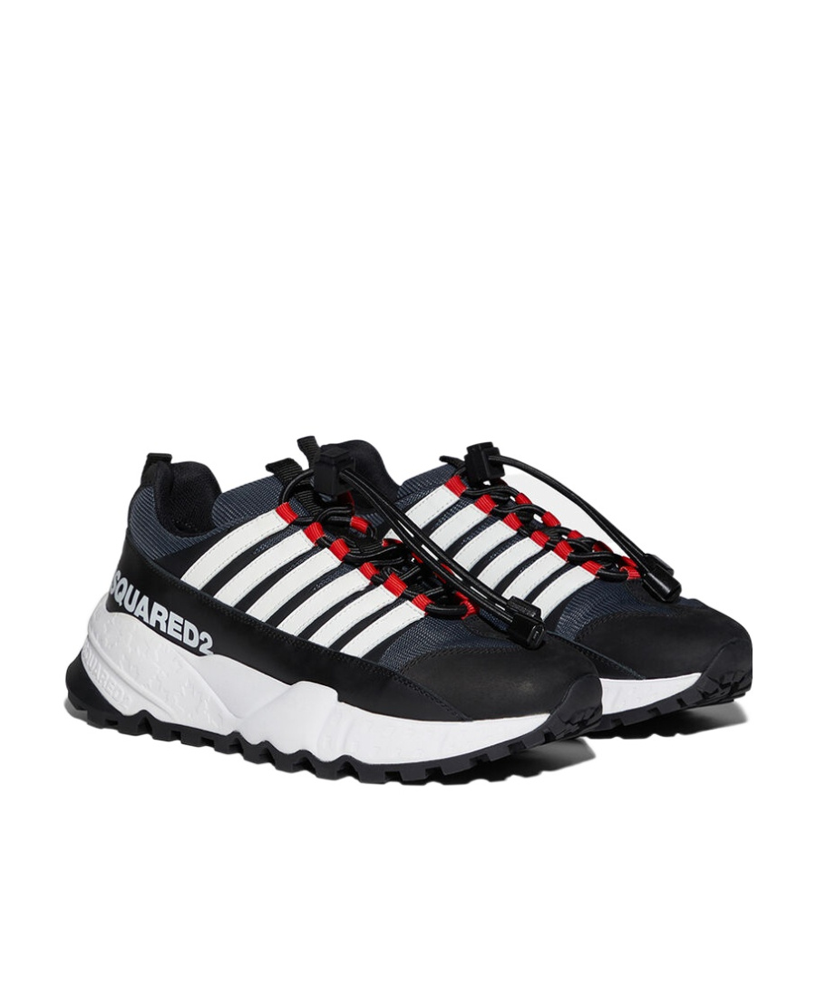 Dsquared2 Logo-printed Round-toe Drawstring Sneakers In Black