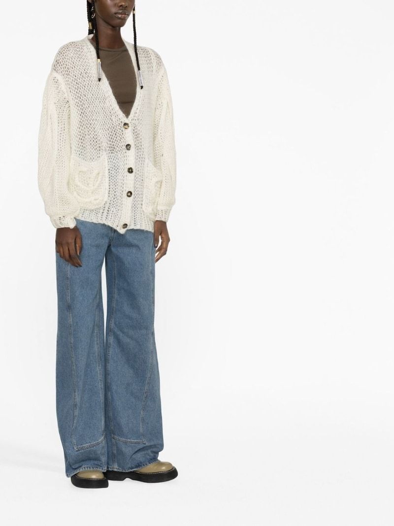 Loewe Anagram Mohair-blend Cardigan In Beige