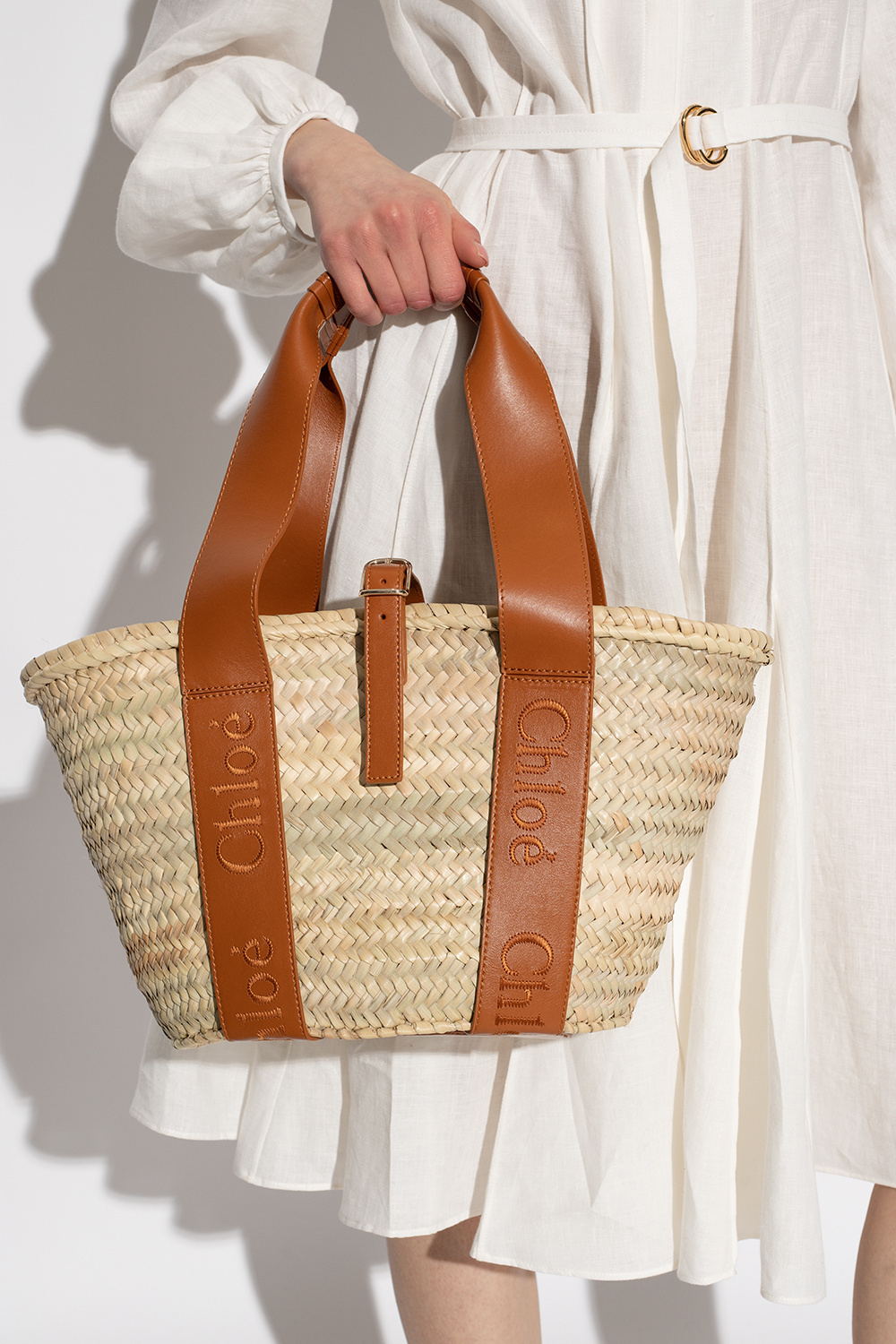 Chloé Leather Straps Basket Bag In Brown