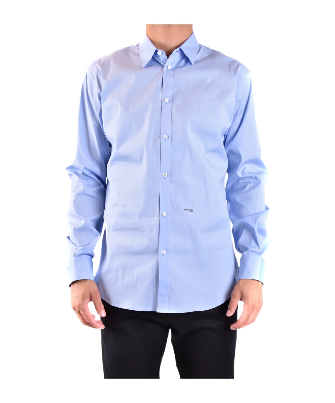 Dsquared2 Logo-printed Long-sleeved Button-up Shirt In Blue