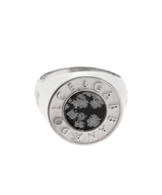 Dolce & Gabbana Stone-detail Logo Ring In Metallic