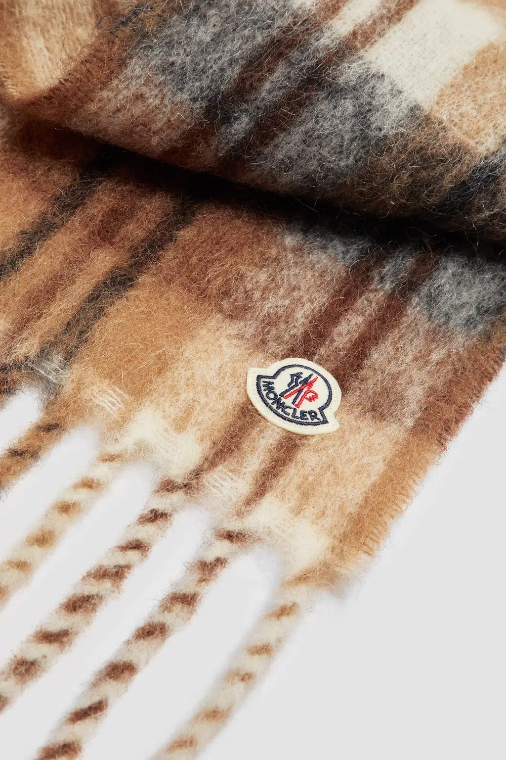 Moncler Plaid Scarf In Brown
