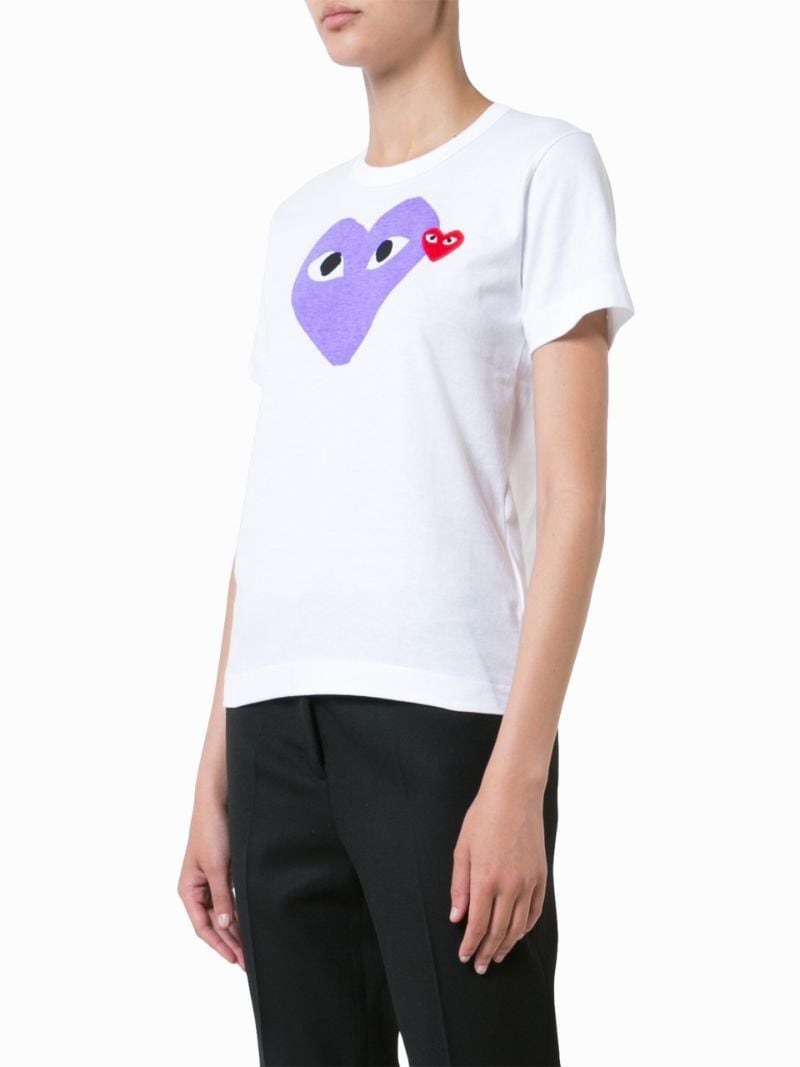 Shop Comme Des Garçons Play Heart Printed Crewneck T-shirt In White