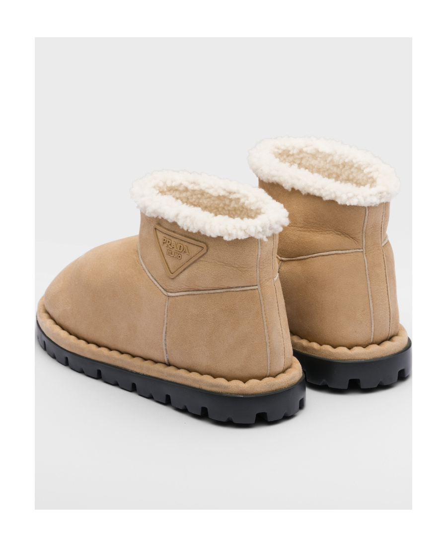 Prada Beige Suede Ankle Boots In Brown