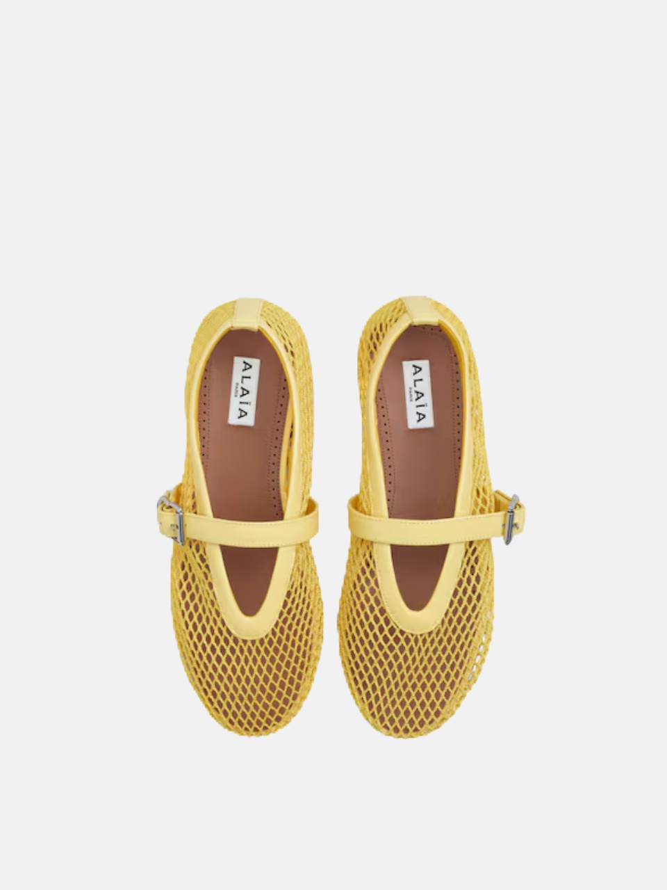Alaïa Mesh Ballet Flats In Yellow