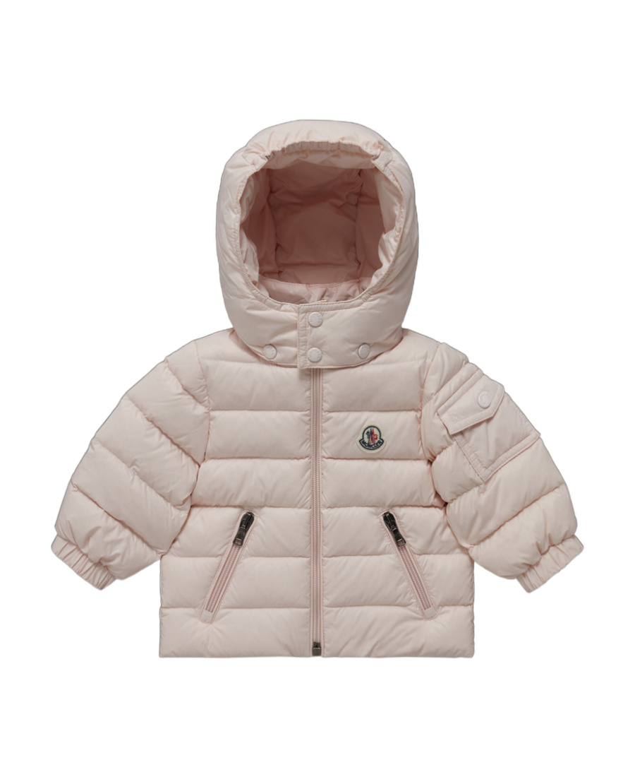 Moncler Logo-patch Hooded Padded Jacket In Pink