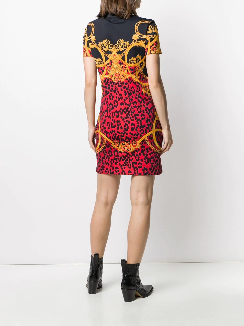 Versace Jeans Leopard Print T-shirt Dress In Red