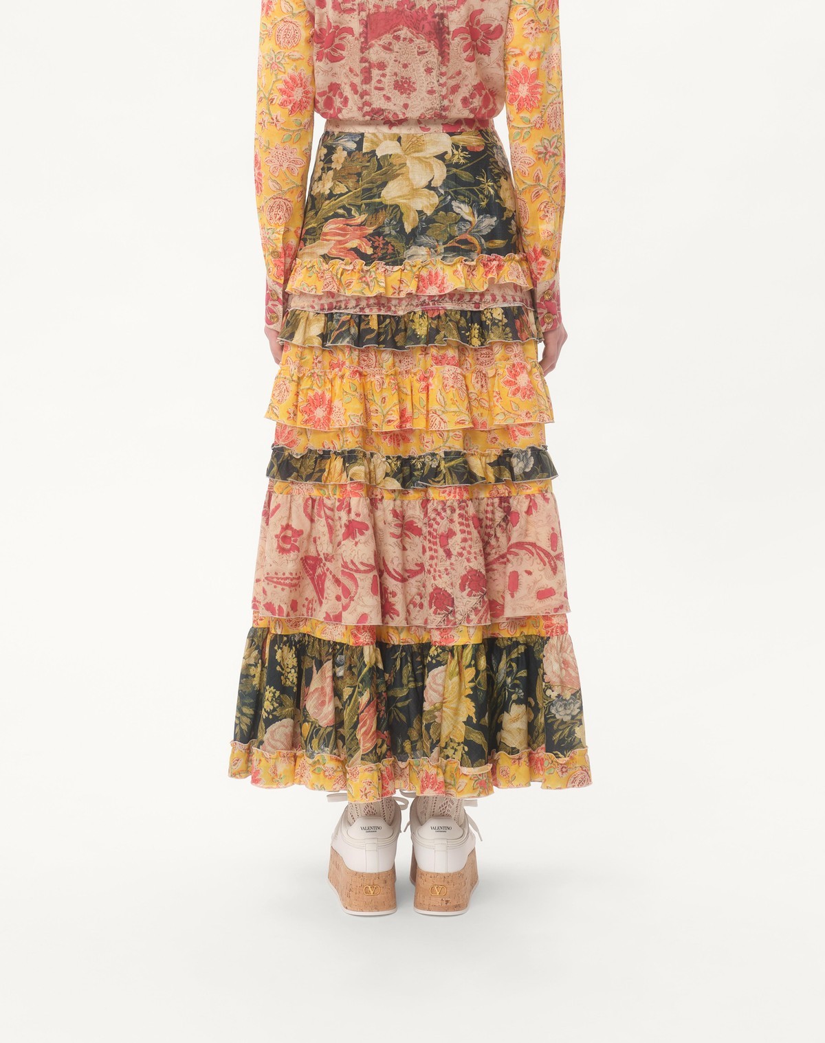 Valentino Multicolor Apres Lhiver Tiered Skirt In Multi