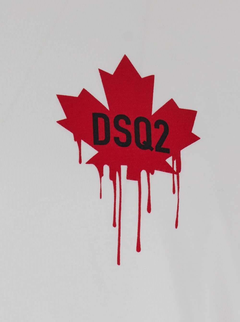 Dsquared2 White T-shirt With Dripping Maple Print In Cotton In White