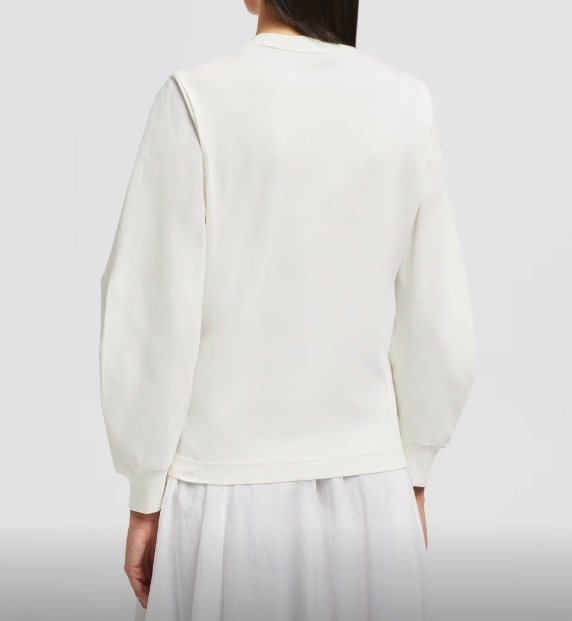 Moncler Round Collar And Long-sleeved T-shirt In White