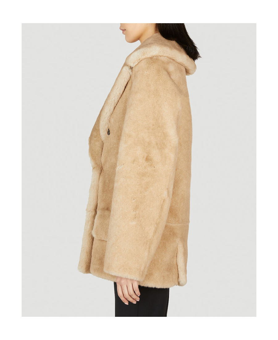 Saint Laurent Double-breasted Button-fastening Coat In Nude