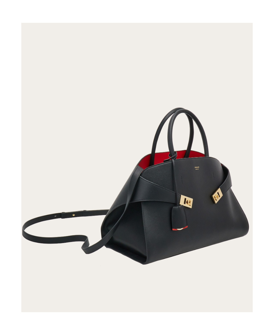 Ferragamo Salvatore  Hug Medium Tote Bag In Black