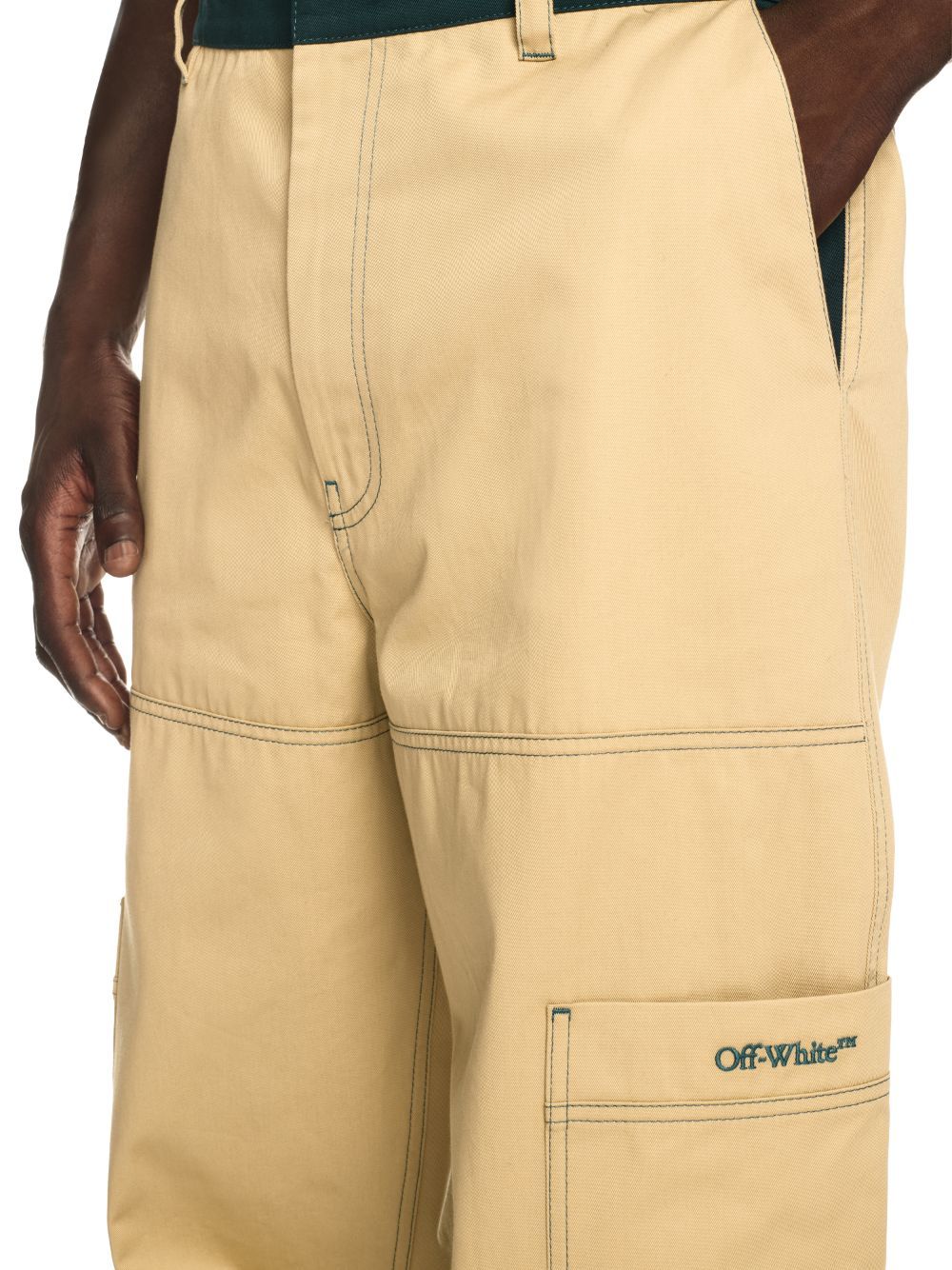Off-white Off White Men `stitch Cotgab` Straight Cargo Pants In Nude