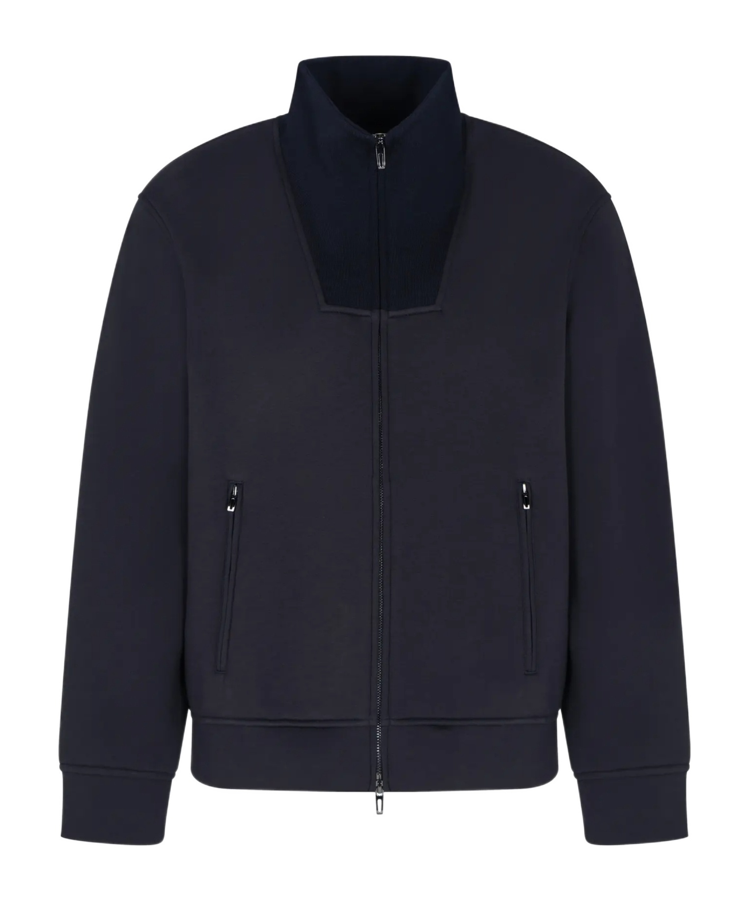 Emporio Armani Travel Essentials Full-zip Sweatshirt In Double Jersey In Blue