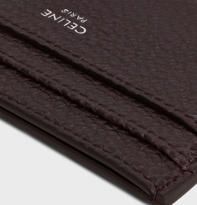 Celine Medium Card Holder In Grained Calfskin In Black