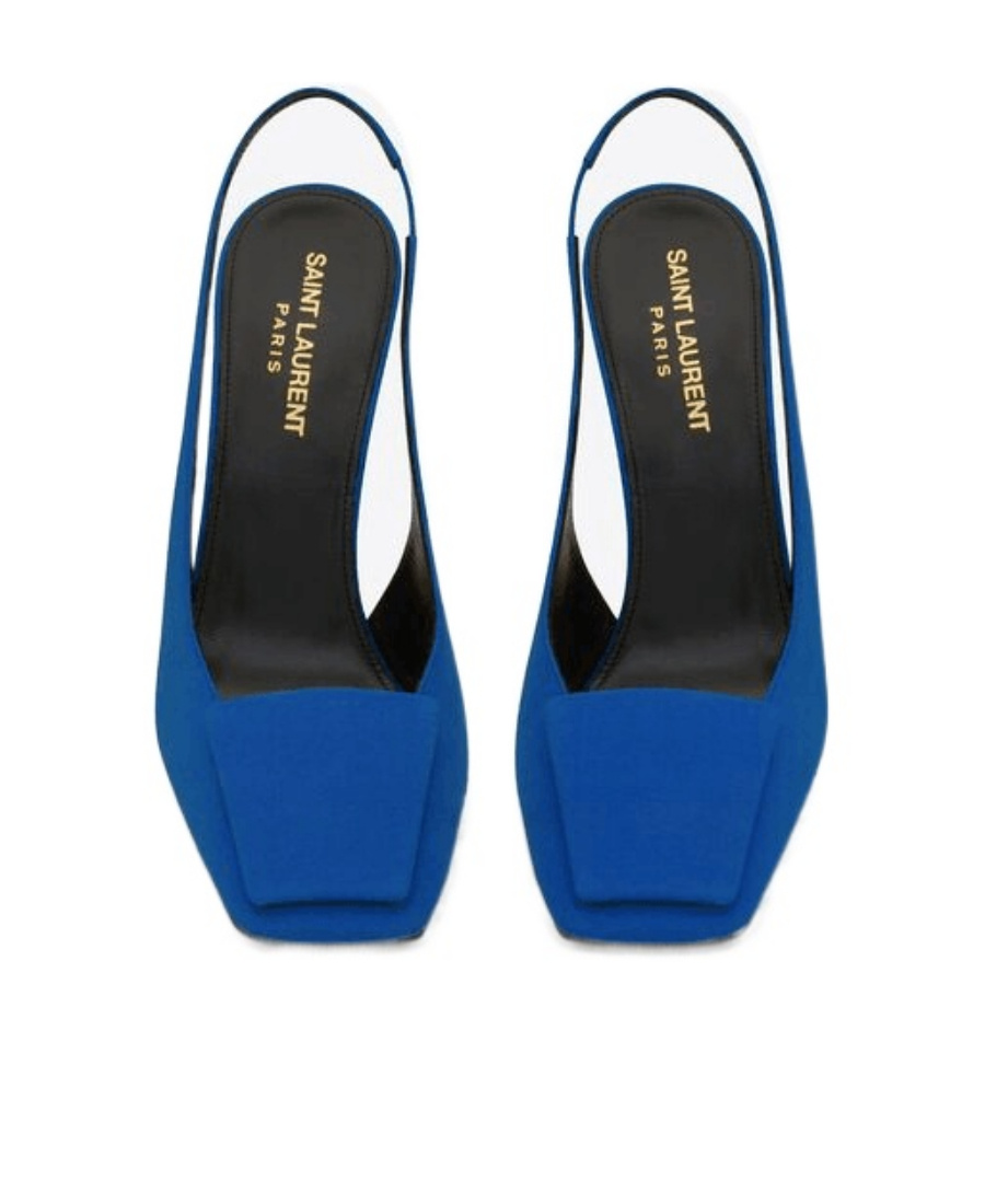 Saint Laurent George Square Toe Pumps In Blue