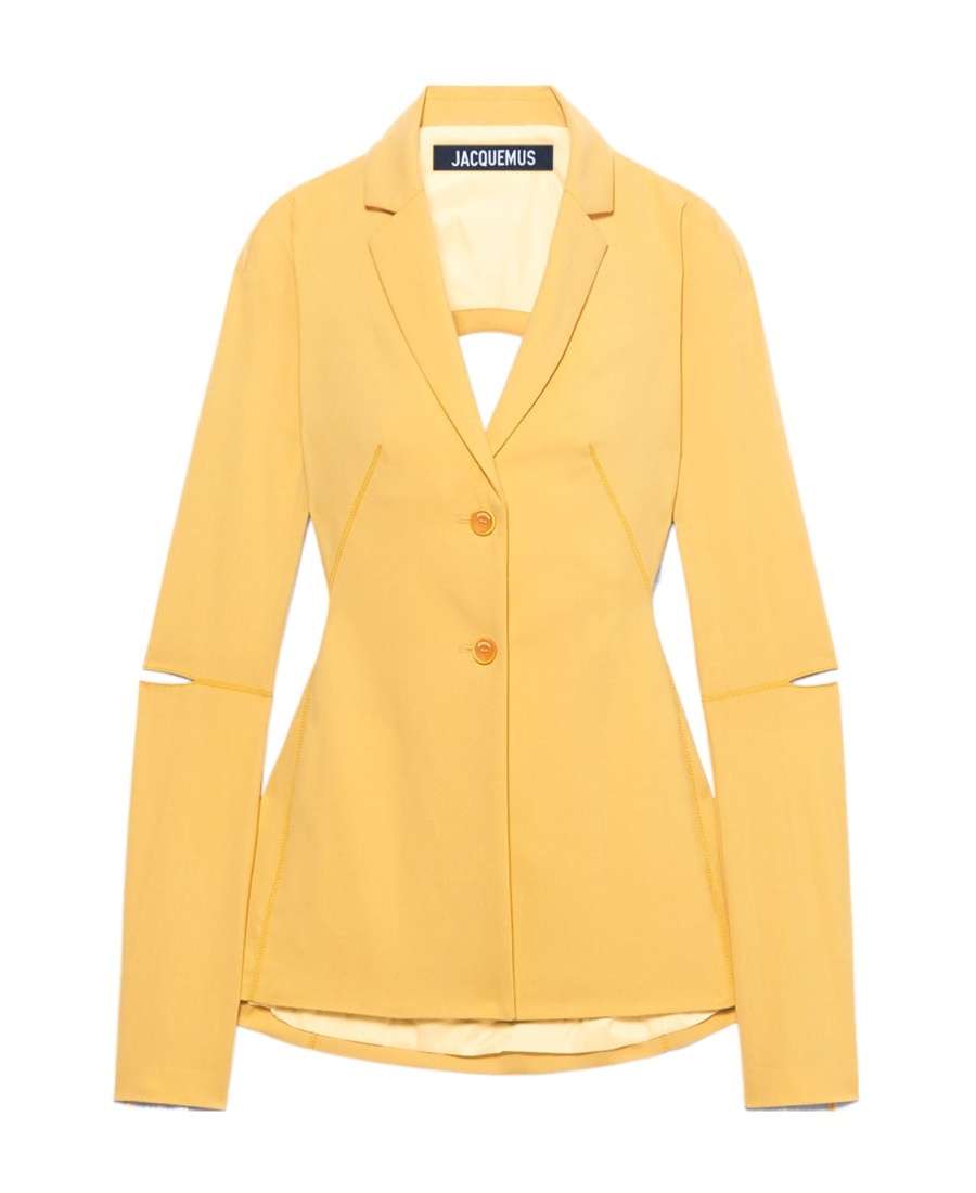 Jacquemus Backless Stretch Suit Coat In Yellow