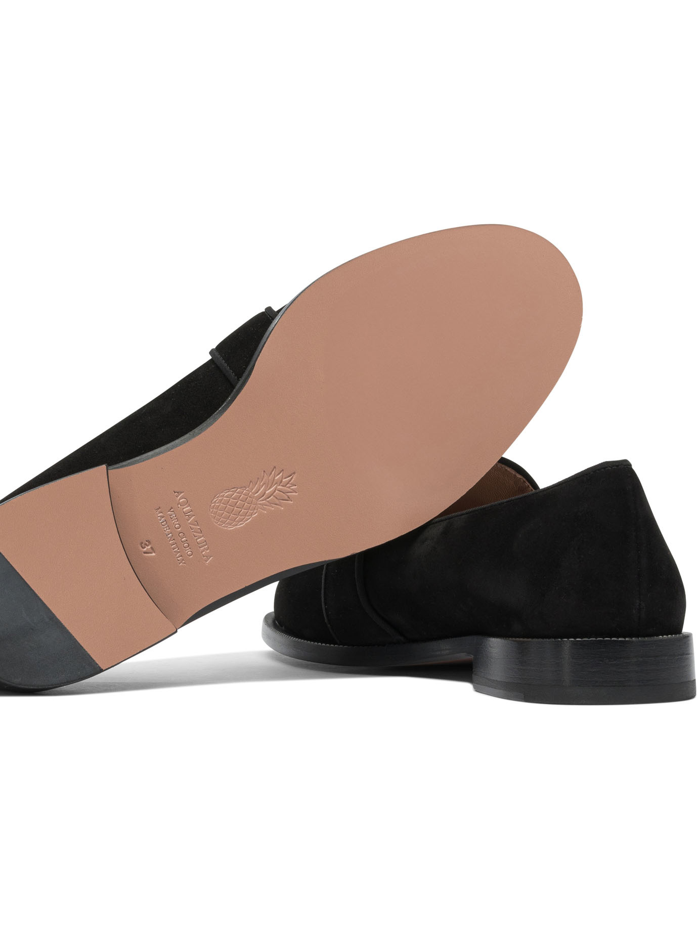Aquazzura Martin Grosgrain-trimmed Suede Loafers In Black