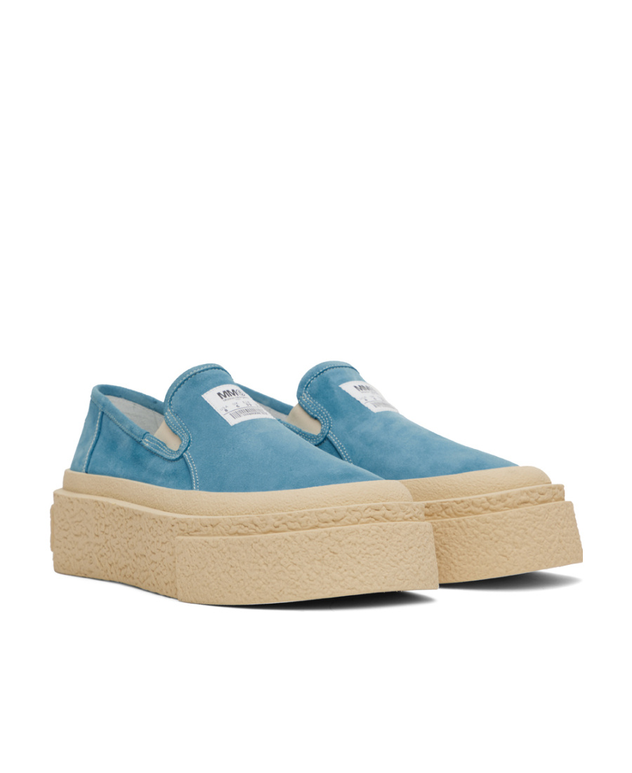 Mm6 Maison Margiela Logo-patch Suede Flatform Sneakers In Nude