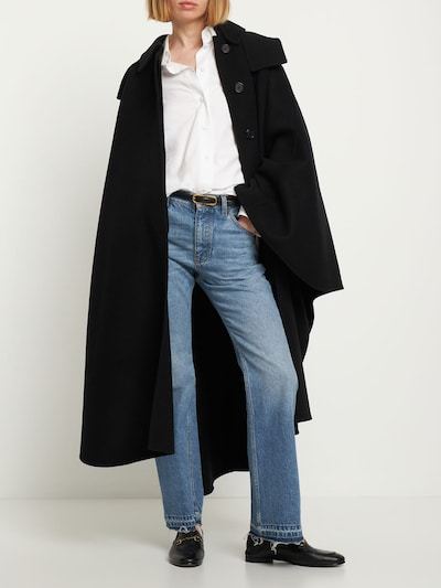 Chloé Hooded Cape Coat In Wool And Cashmere In Black