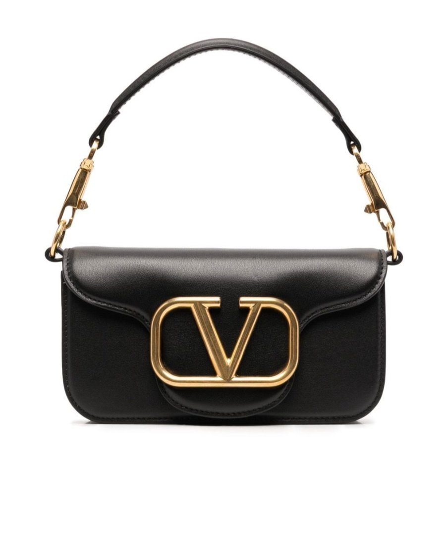 Valentino Vlogo Loco Small Leather Shoulder Bag In Black