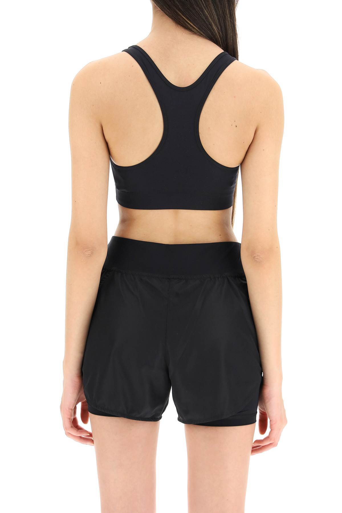Jil Sander Black Sports Bra With Logo Lettering On The Front In Tech Fabric Stretch Woman In Black