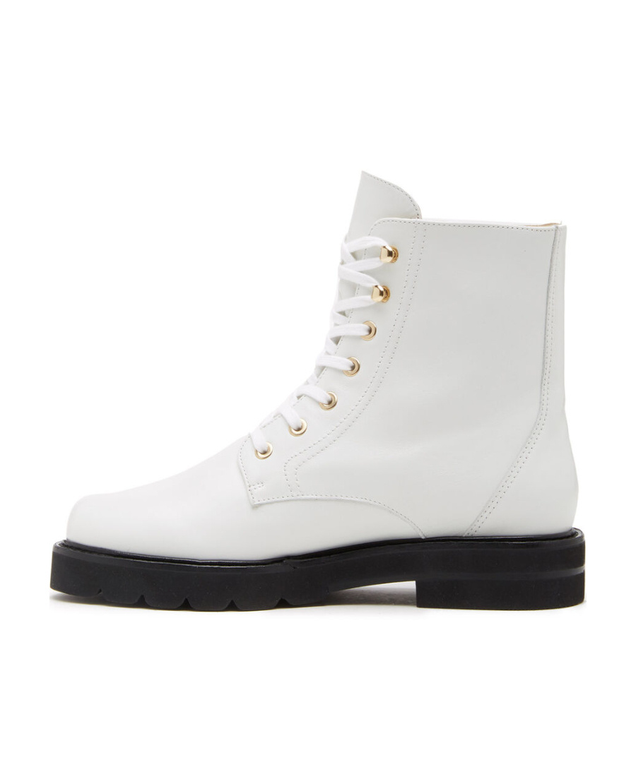 Stuart Weitzman Lace-up Leather Boots In White