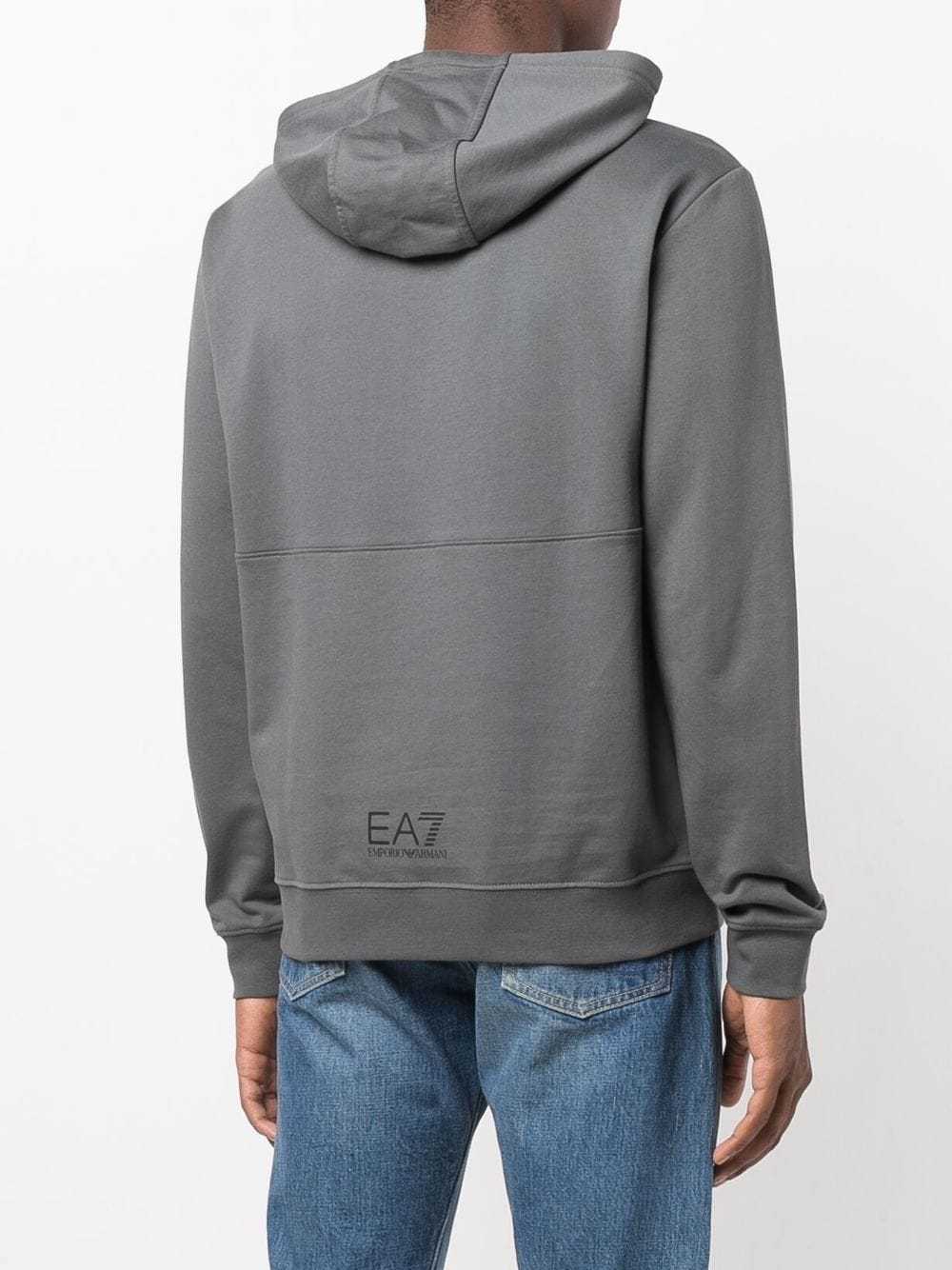 Ea7 Logo-print Pullover Hoodie In Gray
