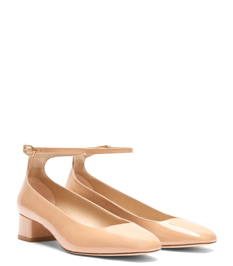 Stuart Weitzman Jane Patent-leather Pumps In Nude
