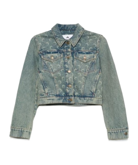 Marine Serre Moon Laser Cropped Jacket In Gray