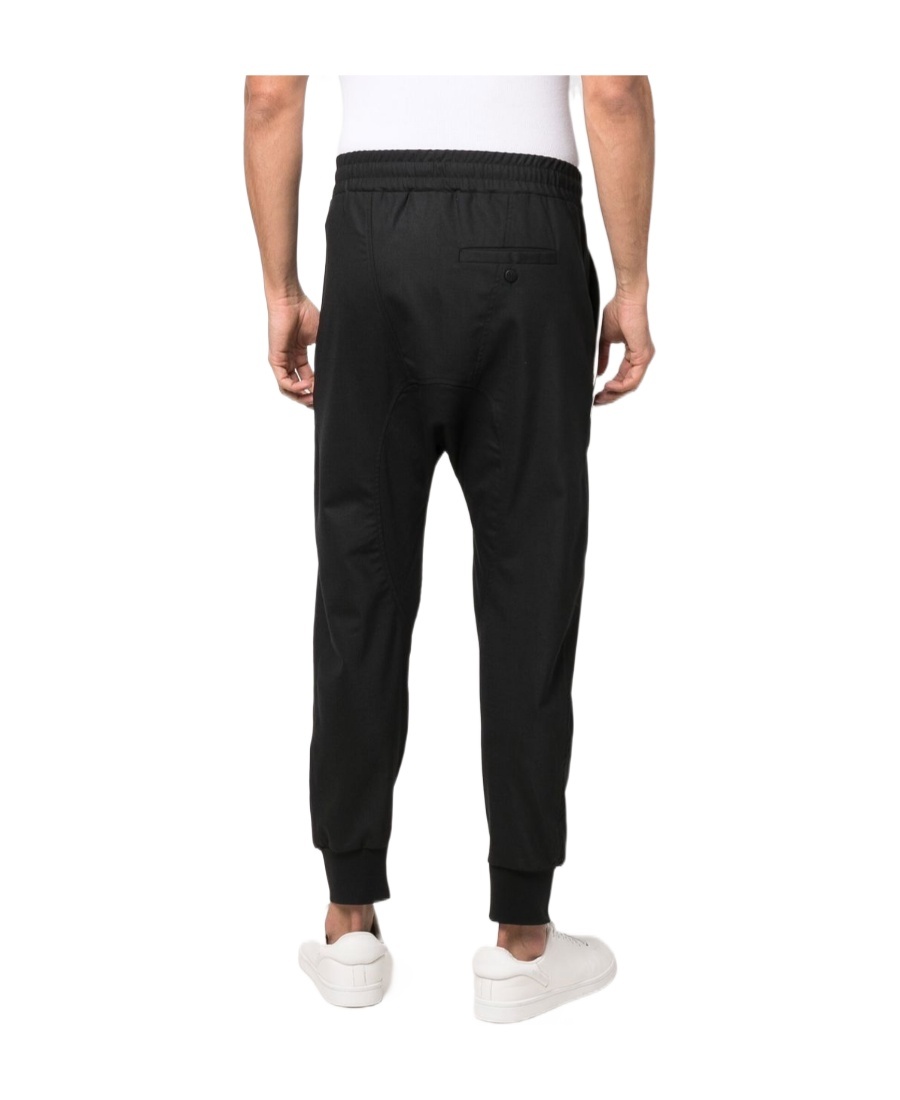 Neil Barrett Stripe-trim Dropped-crotch Track Pants In Black