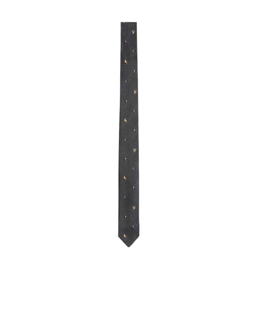 Thom Browne Embroidered Silk Tie In Black