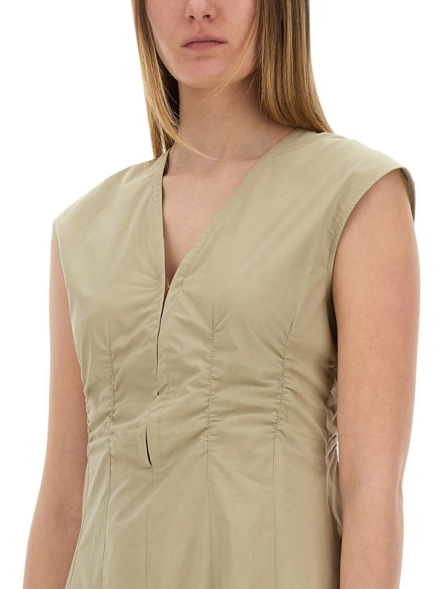 Alysi Long Poplin Dress In Neutral