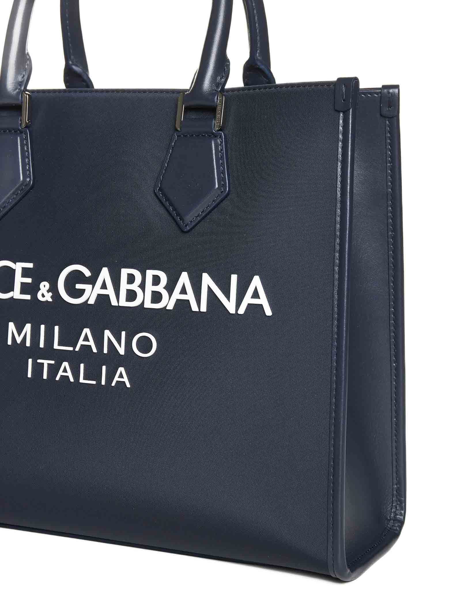 Dolce & Gabbana Logo-embossed Canvas Tote Bag In Black