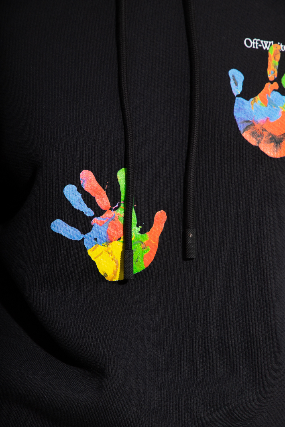 OFF-WHITE GRAPHIC-PRINT LOGO-EMBROIDERED HOODIE