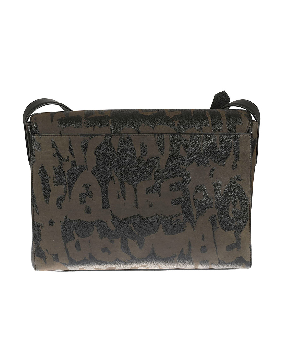 Alexander Mcqueen Logo All-over Printed Shoulder Bag In Black