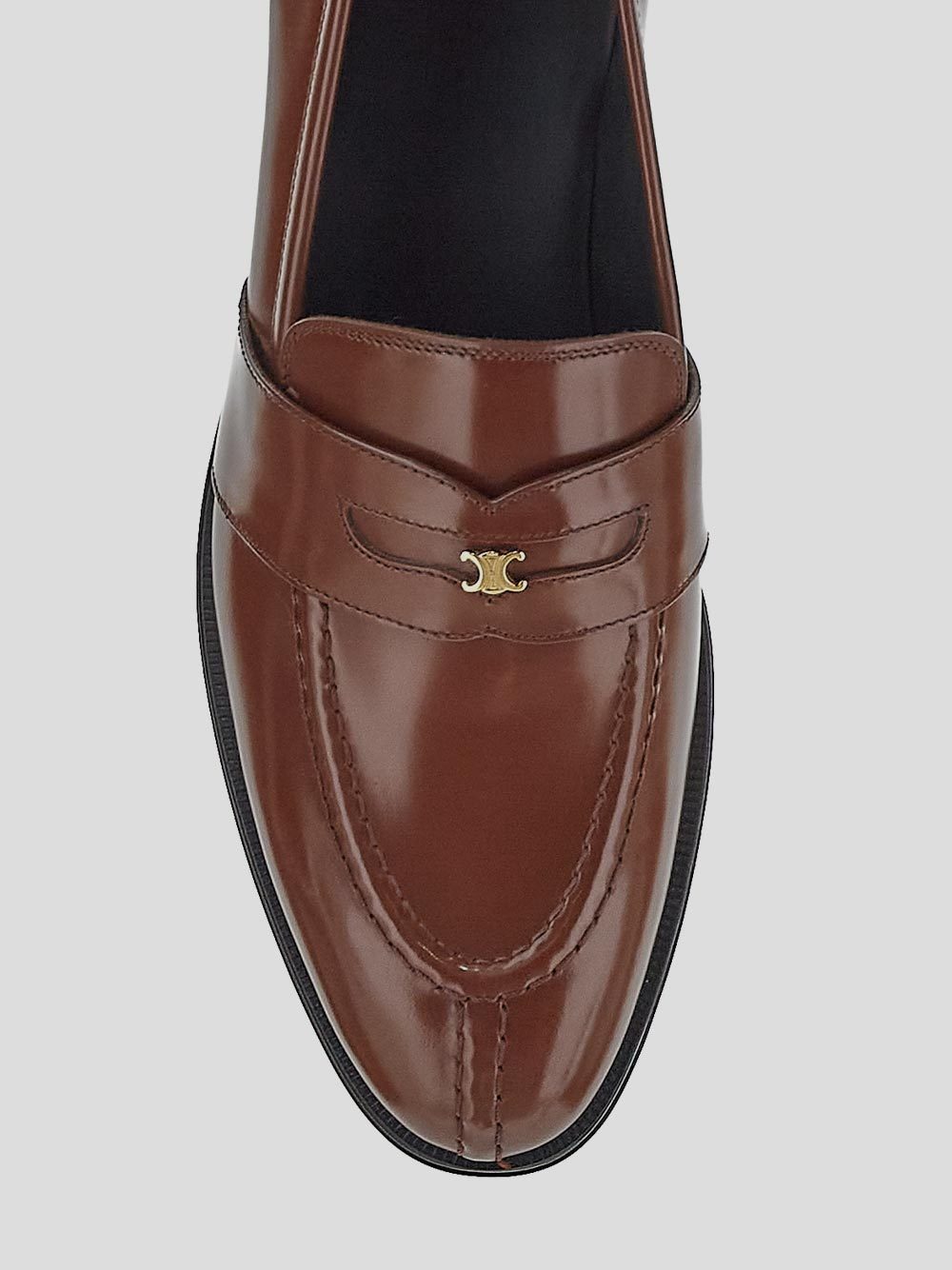 Celine Round Head Loafer Shoes In Brown