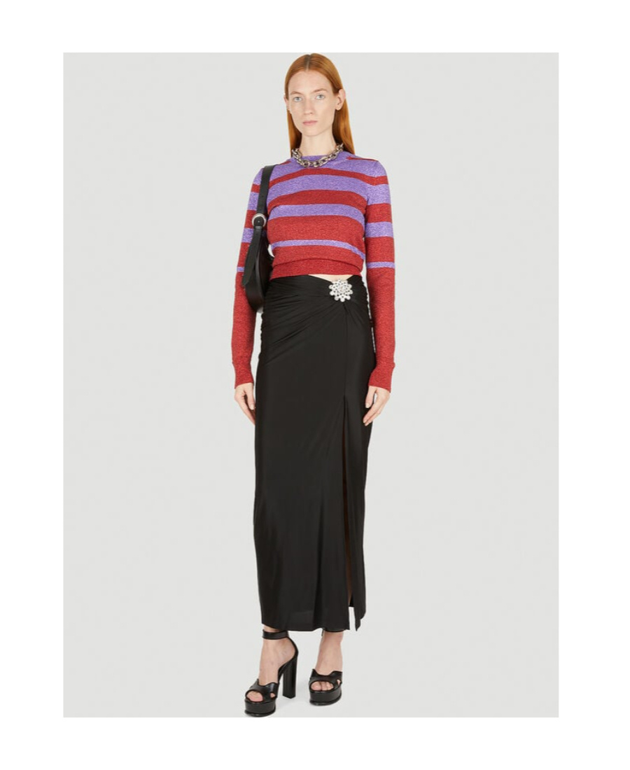 Shop Rabanne Striped Crew-neck Jumper In Black
