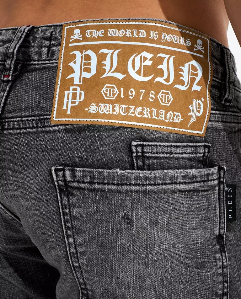 Philipp Plein Belt Loop Jeans In Gray