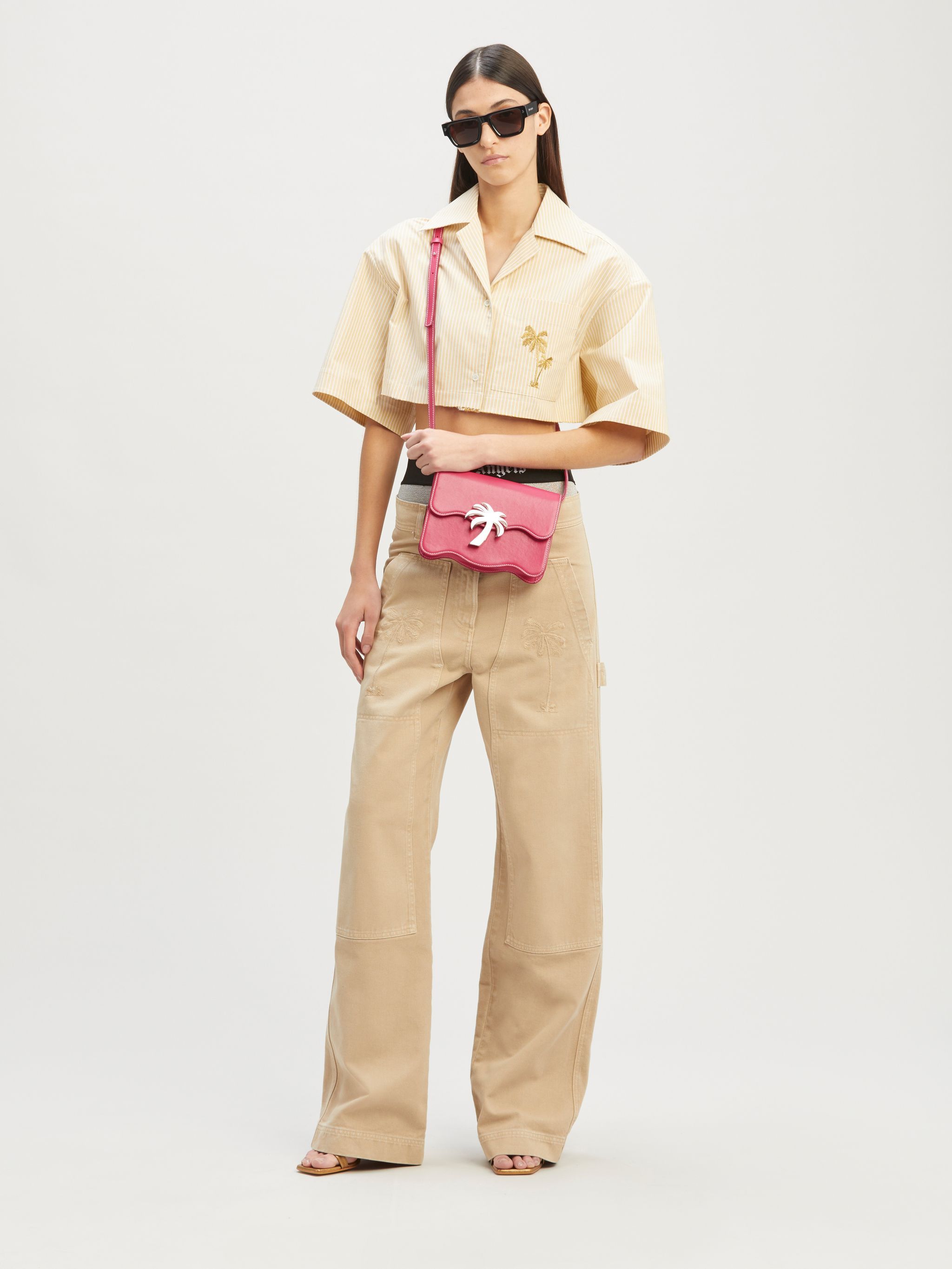 Palm Angels Neutral Bull Cargo Jeans In Nude