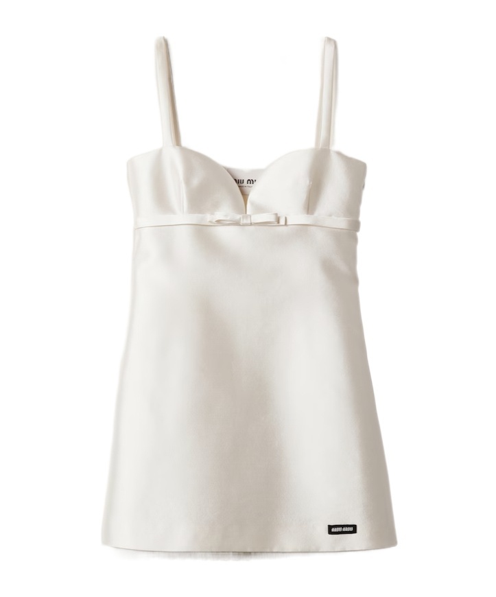 Miu Miu Silk And Wool Mini-dress In White