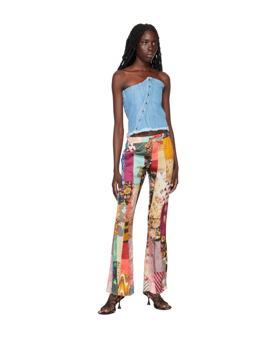 Marques' Almeida Blue Patchwork Corset In Multicolor