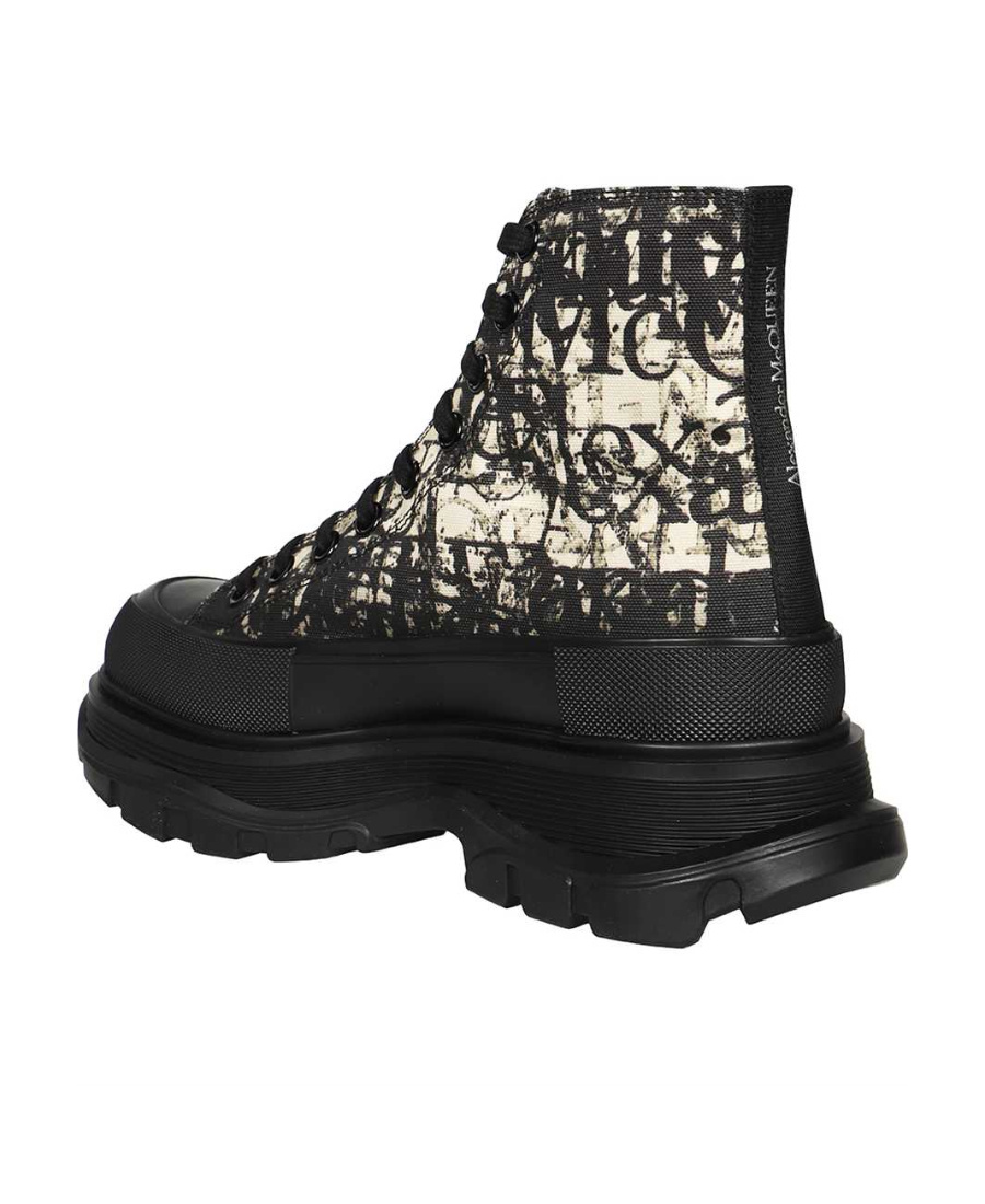 Alexander Mcqueen Printed Lace-up Sneakers In Black