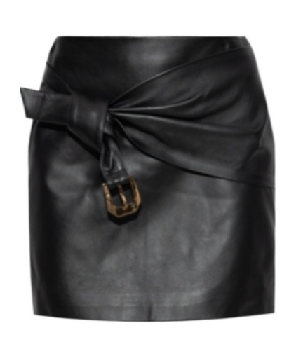 Versace Short Leather Skirt With Belt And Buckle