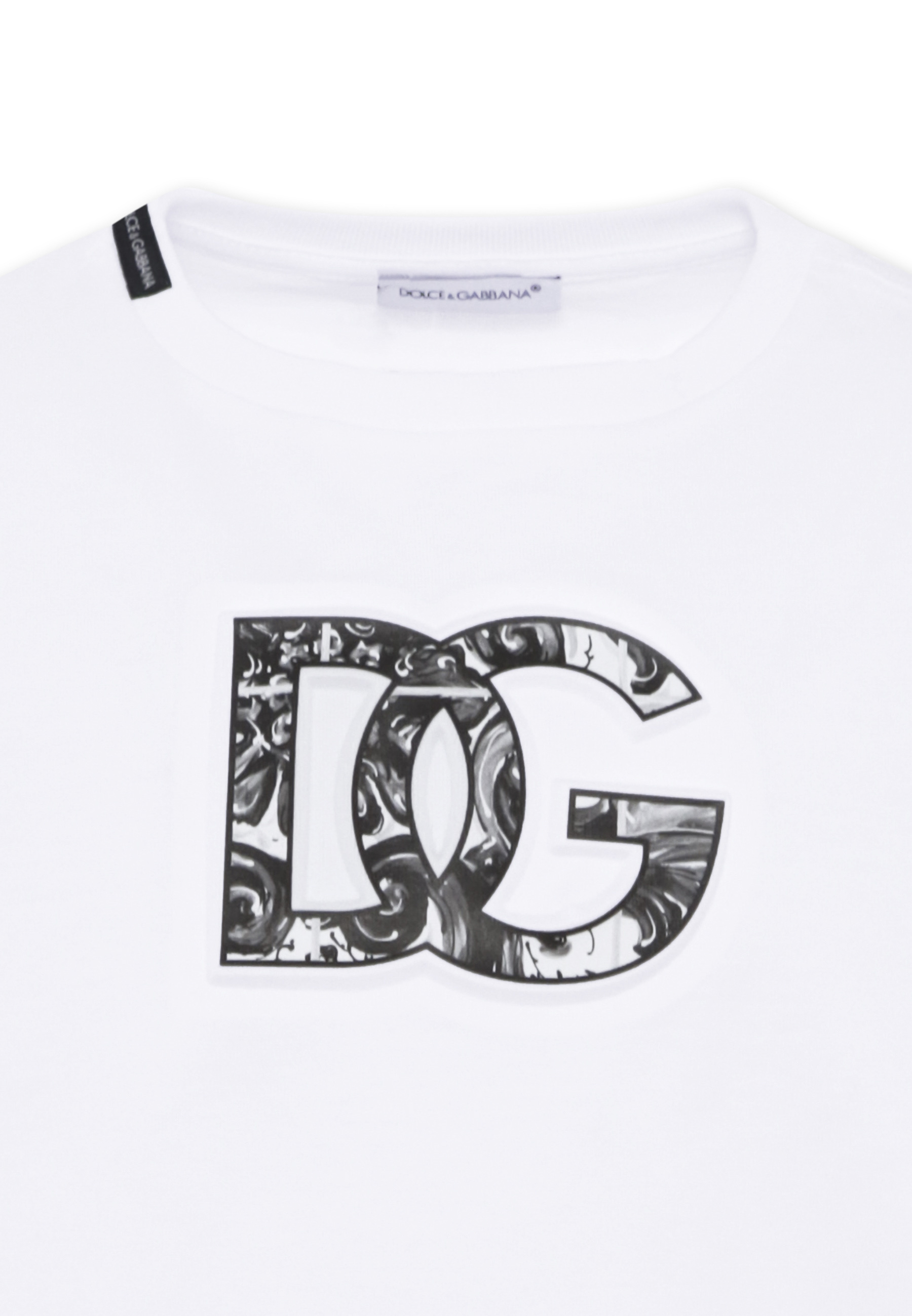 Dolce & Gabbana Short-sleeved T-shirt With Embossed Dg Majolica-print Logo