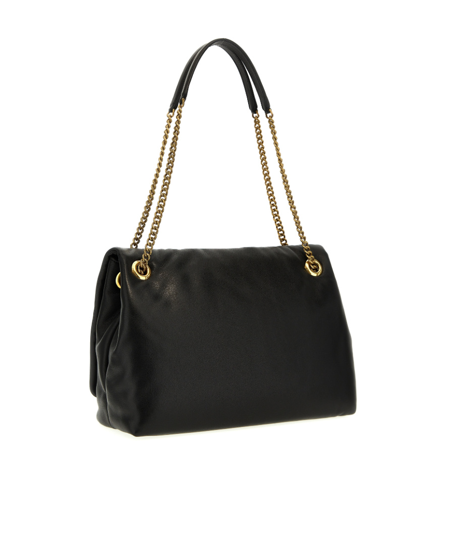Dolce & Gabbana Medium Devotion Leather Shoulder Bag In Black