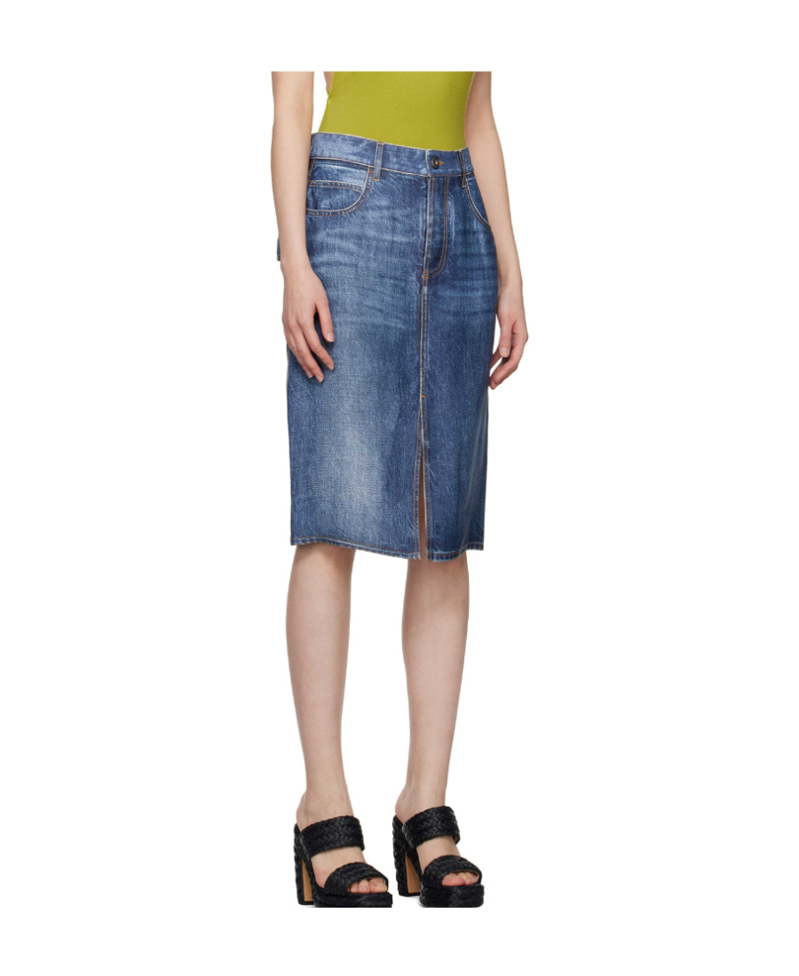 Bottega Veneta Printed Skirt In Blue