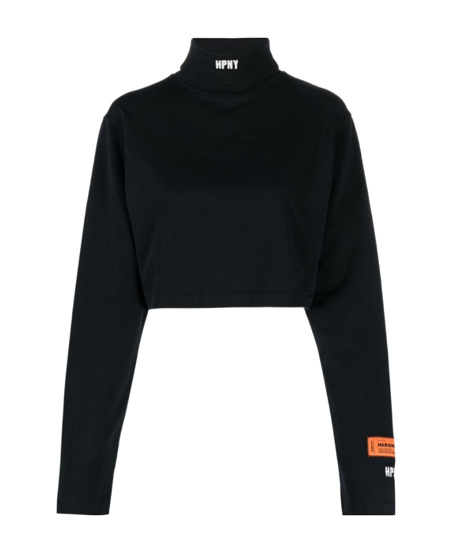 Heron Preston Hpny Crop Ls Rollneck In Black