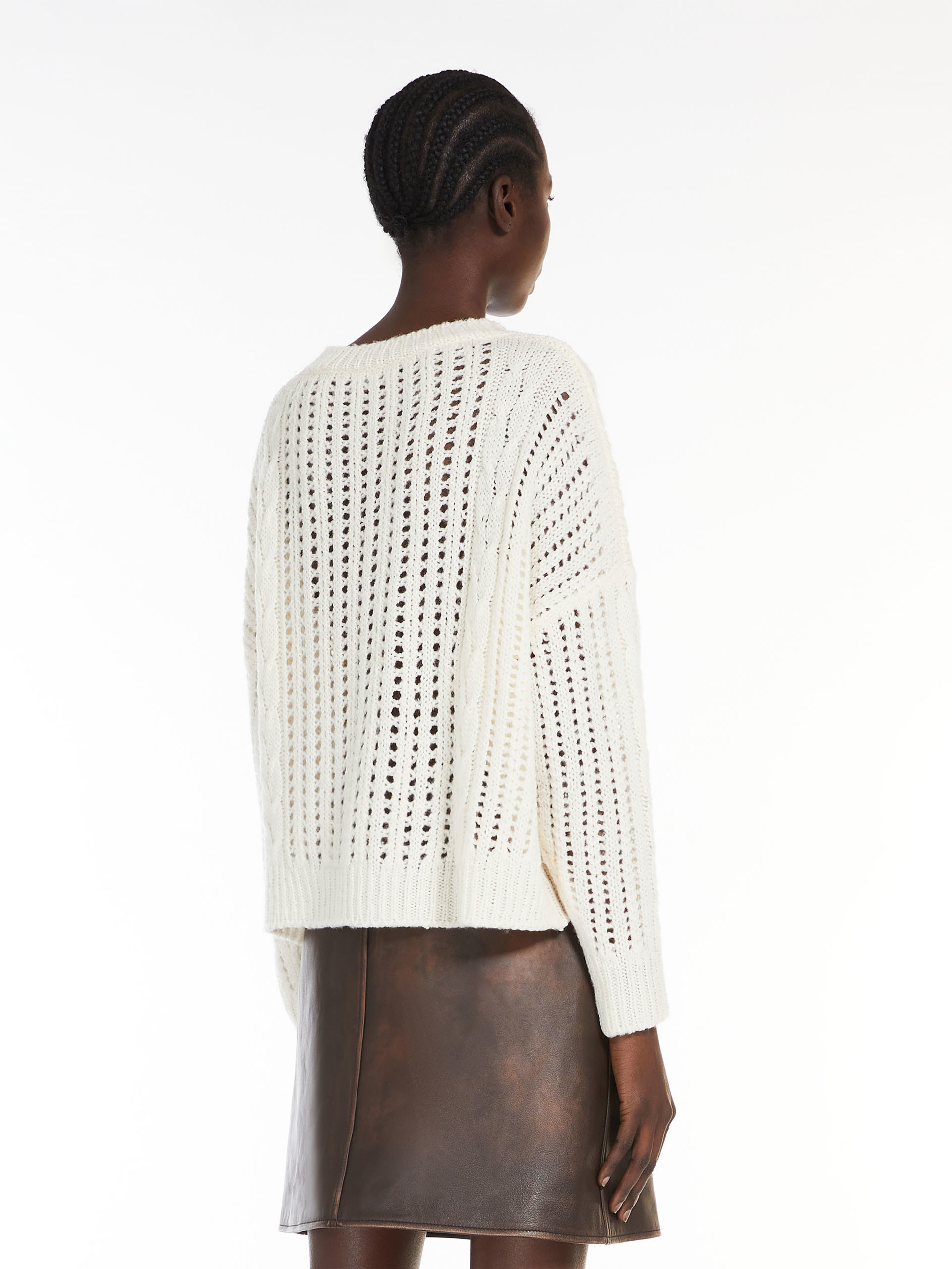 Weekend Max Mara Large Silhouette Wool Sweater In White